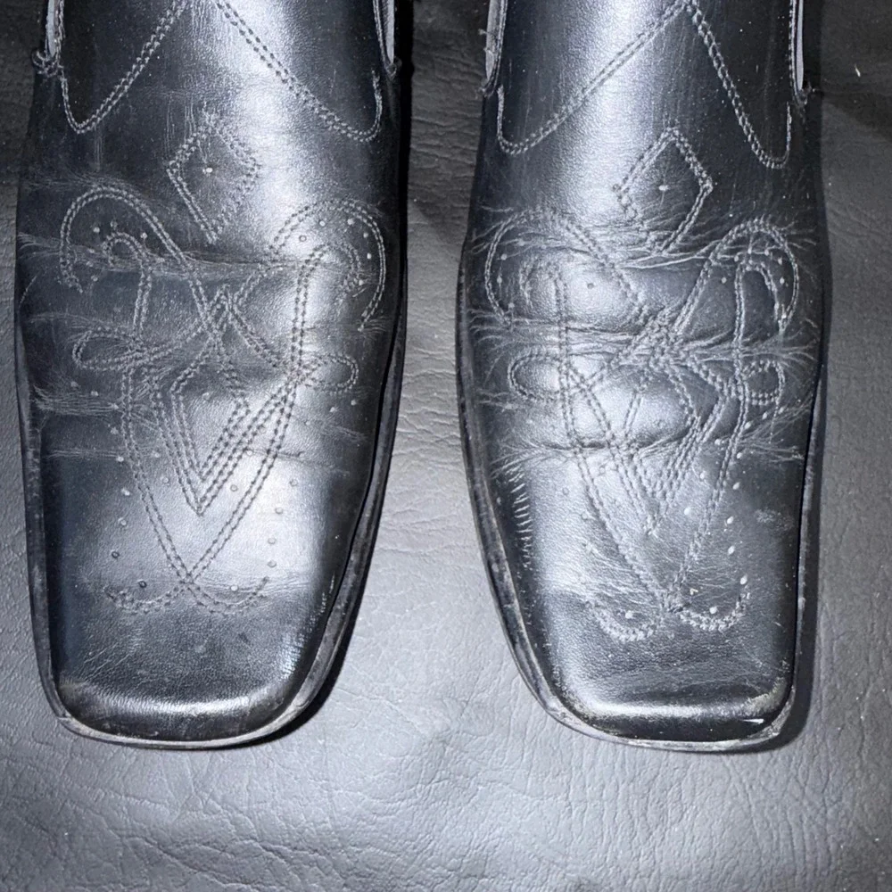 Winklepicker Black Leather Pointed Toe Pachuco Slip On Shoes Mens 26 Rockabilly